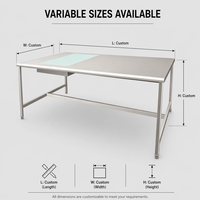 Tables de préparation latérales de laboratoire en acier inoxydable pour hôpitaux modernes, personnalisation prise en charge