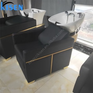 Kisen High Quality Hair Salon Shampoo Chair Comfortable Massage Furniture Ceramic Bowl Custom Color Washing <b>Bed</b> for Bathroom Use - Product Image 2