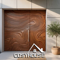 Porte d'entrée double asymétrique de luxe en aluminium moulé Cosyhouse avec feuilles active et passive pour villa moderne