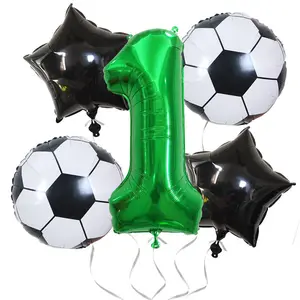 32 inch green digital football 5-piece aluminum film balloon set birthday party gift football balloons