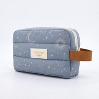 Pochette de toilette personnalisée avec motif ciel nocturne céleste et visage solaire rétro, en tissu, avec boucle, pour femme, style décontracté, idéale comme cadeau