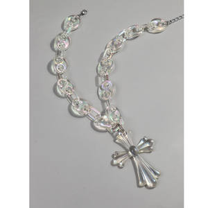 Hip Hop Punk Personnalisé Croix Pendentif Chunky Clair Jésus Laser UV Cool Chaîne Collier pour Adolescents Garçons - Product Image 3