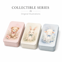 Scatola Rettangolare in Latta per Caramelle con Coperchio Scorrevole, Piccola Scatola Regalo in Metallo, Contenitore Stampato in Colori Pastello per Gioielli e Bomboniere