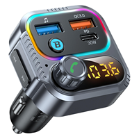 Émetteur FM BT 5.4, chargeur de voiture double USB QC3.0, appels mains libres, lecteur MP3 sans fil pour voiture avec LED couleur