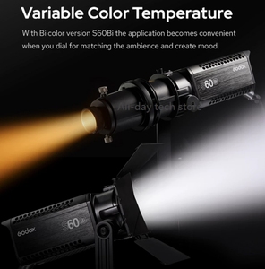 <span class=keywords><strong>Godox</strong></span> S60 S60BI <span class=keywords><strong>60W</strong></span> focalisation LED photographie projecteur à lumière réglable continue avec porte de grange pour la photographie professionnelle - Product Image 4