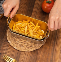 Assiettes à collation en acier inoxydable à double poignée, personnalisables et très vendues, pour barbecue et camping