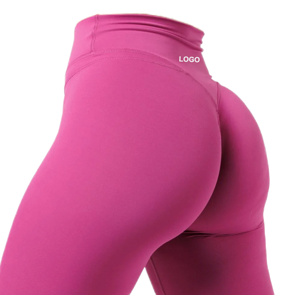 Custom High Elastic Waist Full Length 4 Way Stretch Plus Size Solid V Shape Scrunch Butt Lift Spandex/Polyester Fitness Yoga