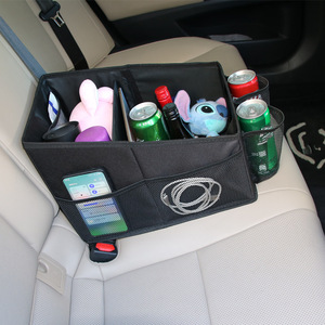 Car Passenger Seat <b>Folding</b> <b>Storage</b> <b>Box</b> Black Polyester 4-7 Compartments Non Slip Bottom For Car Organizers - Product Image 2
