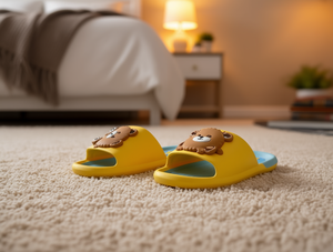 Pantofole Gialle a Forma di Orso Cartone Animato, Punta Aperta, Suola Antiscivolo in EVA, Per Tutte le Stagioni, Uso Domestico, Taglie 24-31 - Product Image 2