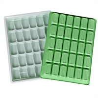 Barquette en plastique vert empilable de qualité alimentaire, transparente, à 30 cavités, jetable, pour l'emballage de raviolis et de wontons surgelés