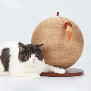 屋内猫のためのインタラクティブなおもちゃで大きなサイザル麻のボールを引っかきます卸売猫