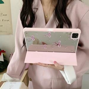Funda protectora plana de triple pliegue con lazo de espejo <span class=keywords><strong>Rosa</strong></span> Ins para <span class=keywords><strong>iPad</strong></span> Air <span class=keywords><strong>6</strong></span> 2024, funda protectora de cuero de 11 pulgadas para <span class=keywords><strong>iPad</strong></span> Pro 11 - Product Image 4