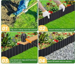Bordure de <span class=keywords><strong>jardin</strong></span> ondulée en acier galvanisé, revêtement poudré, résistante aux intempéries, décoration paysagère, art déco, installation facile - Product Image 5