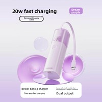 Baseus Reactor Air 2-en-1, batterie externe avec câble Type-C intégré, 4800mAh, charge rapide PD20W, ultra-mince, compacte, portable