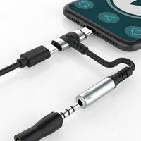 Adaptateur Chargeur Casque Type-C 3,5 mm 2-en-1 USB-C Aux Jack Micro PD 100W Charge Rapide Écologique Téléphone Portable Audio Tressé en Nylon