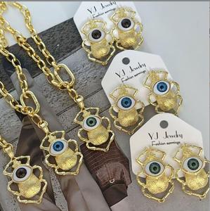 패션 아이 펜던트 목걸이 귀걸이 여성용 트렌디 주얼리 세트 <span class=keywords><strong>14K</strong></span> 주얼리 - Product Image 2