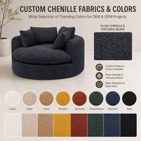 Canapé lounge rond scellé sous vide, fauteuil d'appoint surdimensionné en peluche pour hall d'appartement