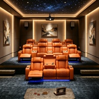 Maßgefertigte Villa-Heimkino-Möbel Olivgrüner Vollnarbenleder Elektrischer Relaxsessel Heimkino-Sofa Mit