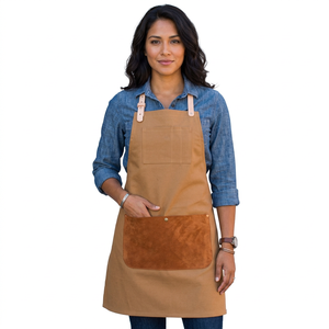 Delantal sin mangas de alta calidad de poliéster/algodón con diseño bordado para uso en restaurantes y bares, delantales de algodón personalizados. - Product Image 1