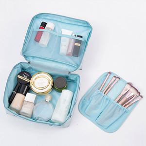 Trousse de Maquillage Portable Personnalisée Double Couche en Oxford avec Fermeture Éclair, Grande Pochette de Voyage Pliable, Sac de Rangement Tendance pour Cosmétiques - Product Image 3