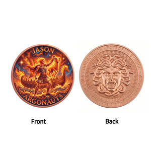 Moneda Conmemorativa de 1 oz .999 de Cobre Fino Estampada e Impresa con UV, Jason Argonauts, Símbolo de Protección de Medusa del Pelo de Oro, Mitología <span class=keywords><strong>Griega</strong></span> - Product Image 2