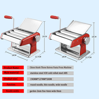 Machine de fabrication de pâtes manuelle en acier inoxydable Spaghetti Fettuccini maison professionnelle avec réglages d'épaisseur réglables