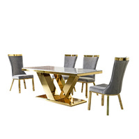 Nouvelle Arrivée 2026 : Ensembles Table et Chaises de Salle à Manger au Design Moderne, Meubles de Salle à Manger avec Plateau en Marbre pour Maison, Restaurant, Hôtel
