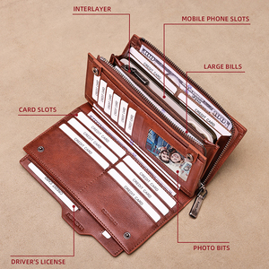 Portafoglio Lungo da <span class=keywords><strong>Uomo</strong></span> in Vera Pelle di Vacchetta di Alta Qualità Stile Retrò Marca Banianu Leather Factory di Guangzhou Vendita all'Ingrosso - Product Image 4