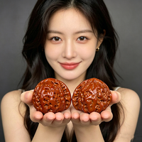 Noyer naturel Yuanbao à deux faces, à meuler à la main, anti-stress, grain unique, objet de collection artisanal