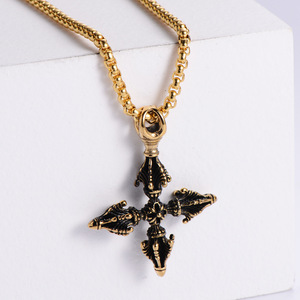 European Style Stainless Steel <b>Cross</b> Pendant Necklace Men's Punk Retro Geometric Design 19033 - Product Image 3