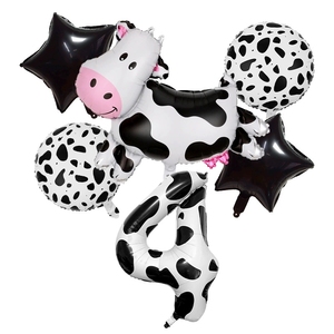 Set di 6 Palloncini in Foil MIQI a Forma di Mucca, Versione Lucida con Pentagramma, <span class=keywords><strong>40</strong></span> Pollici, Numeri 0-9 per Feste di Compleanno e Celebrazioni per Bambini - Product Image 6