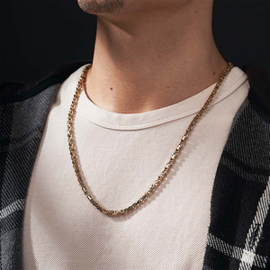 Collana a Catena Bizantina in Acciaio Inossidabile 316 Placcato Oro 14K 18K di Alta Qualità per Uomo, Impermeabile, Gioielleria alla Moda all'Ingrosso - Product Image 4