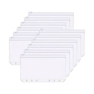 Pochettes A6 pour classeur 6 trous, enveloppes budgétaires, pochettes transparentes, sacs en PVC imperméables, pochettes zippées pour feuilles mobiles, écologiques - Product Image 3