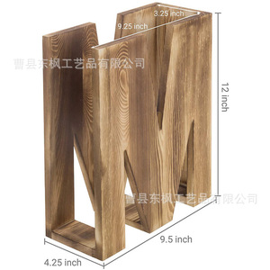 Wooden Letter M <b>Bookend</b> Desk Organizer Storage Rack For Office Home Decor - Product Image 4