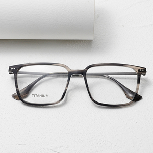 Lunettes de vue rectangulaires en titane à monture complète, marron uni, légères, unisexes, pour adultes, correction de la vue, MM92KA - Product Image 1