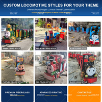 Train de dessin animé sur le thème des palmiers pour enfants avec rails en acier et attaches de rail colorées