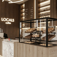 Comptoir de bar personnalisé, mobilier de bar à vin commercial, éclairage LED, bois avec dessus en marbre, design unique