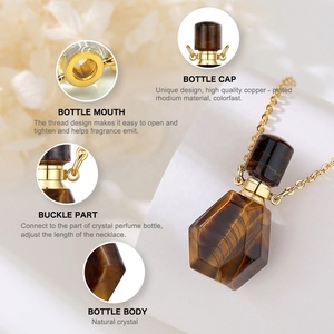 Prix raisonnable Oeil de tigre Cristal Pierre Parfum Aromathérapie Bouteille Plaqué Or Chaîne Collier pour Hommes ou Femmes - Product Image 2