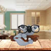 Support à lunettes en bois en forme d'animal, sculpture décorative mignonne pour bureau, ornement artisanal créatif en bois pour la maison et le bureau