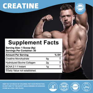 Créatine monohydrate micronisée en poudre, marque privée, 240 g, 48 portions, pure, sans arôme, pour le soutien musculaire des adultes, pré-entraînement - Product Image 3