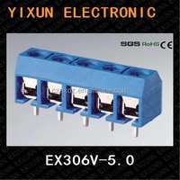 Bloc de bornes PCB à vis, pas de 5,0 mm, vertical, 2/3 pôles, connecteur de borne Euro, connecteur de câble électrique EX306-5.0