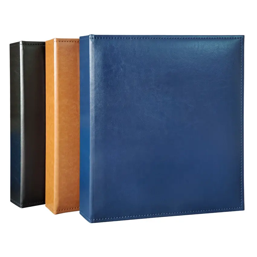Leather cover loose leaf photo album cover D ring file folder for A4 size data book
