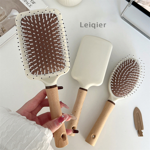 Custom logo Wooden Handle <b>Hair</b> <b>Brush</b> for <b>Curly</b> <b>Hair</b> Scalp Massage and Detangling Comb Soft Bristles for Women and Styling - Product Image 6