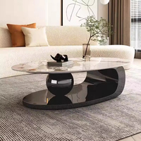 Ensemble de tables basses ovales minimalistes de luxe italiennes, mobilier moderne pour salon et salle à manger, en acier inoxydable et fer, facile à nettoyer, pour la maison