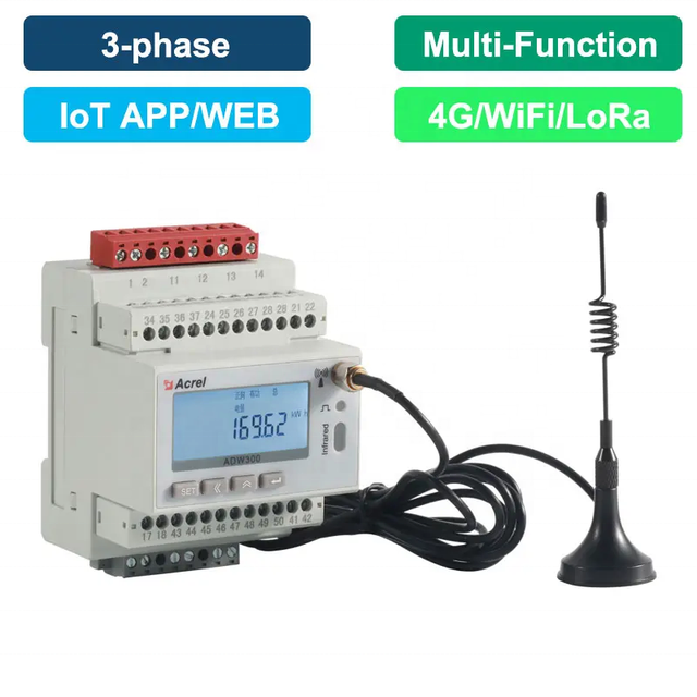 Acrel ADW300 Wireless Smart Energy Meter 4G/wifi/lora/lorawan Wireless Meter with THD Measurement with Temp Sensor