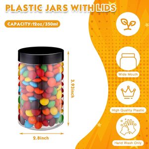 Bocaux pour aliments pour bébés en PET de 120 ml, 250 ml, 500 ml, 800 ml, 1000 ml, plastique écologique avec couvercle noir, qualité alimentaire - Product Image 2