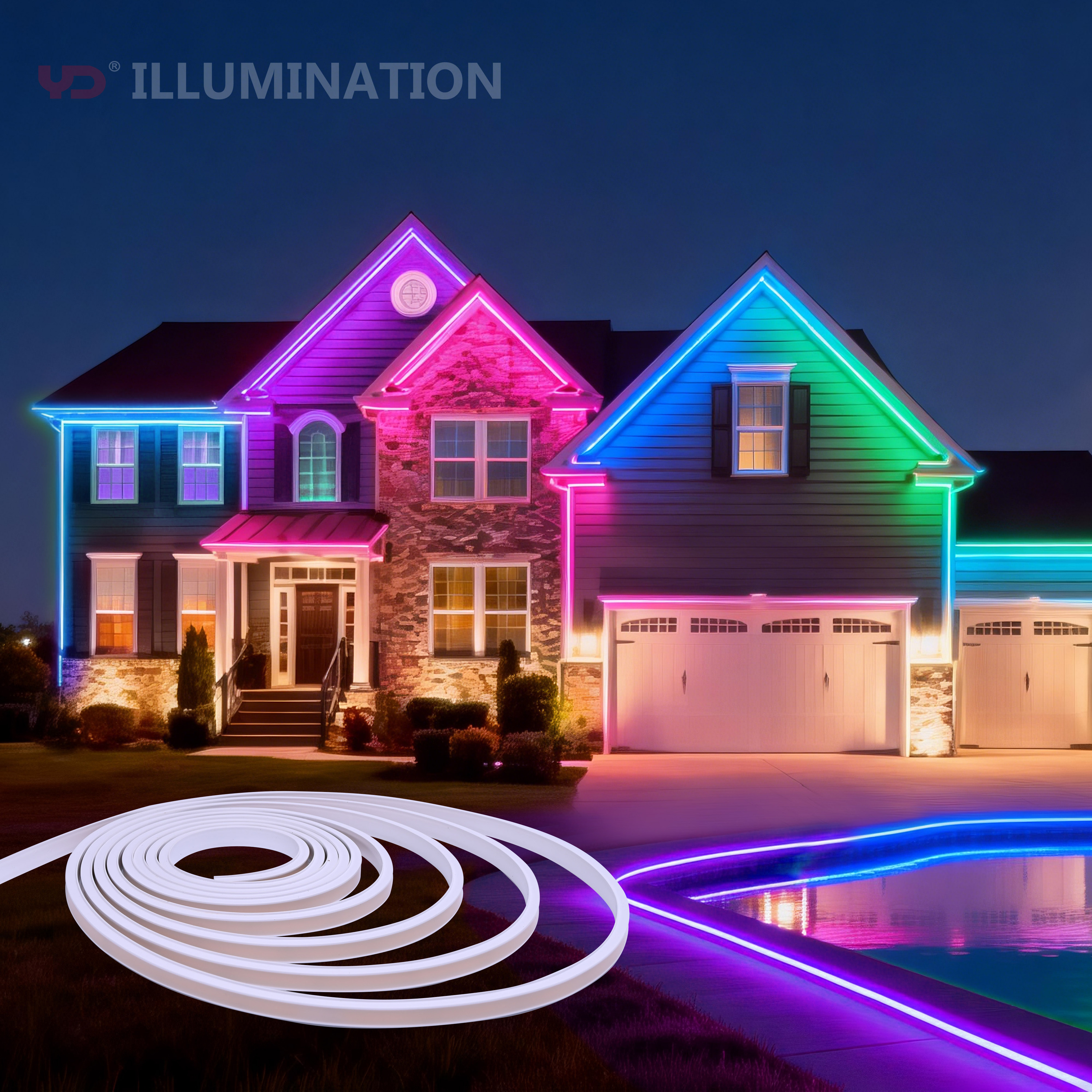 IP68 Waterproof PVC LED Strip Light 2700K Warm White 24V USB Remote Control Dimmable Anti-UV Underwater Use Pool Spa Garden V-0
