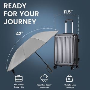Parapluie de luxe moderne automatique à 8 baleines, protection solaire et pluie, double usage, cadeaux d'affaires, pliable en 3, avec logo personnalisé, vente en gros - Product Image 3