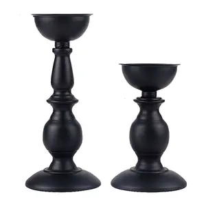 Black Metal Candelabra for Home Decor Indoor Use Table Candle Stand Metal Pillar Candle Holder