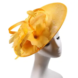 Bán Buôn Tùy Chỉnh Sinamay Lông Cô Dâu Fascinators Hat Phụ Nữ Kentucky Derby Hat Phụ Nữ Fascinator Và Nhà Thờ Mũ Cưới